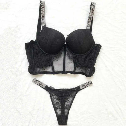 Designer Victoriasecret Lingerie Sets Lace Bra and Panty Set Sexy Rhinestone Push up Short Comfortable Women S Underwear C0E