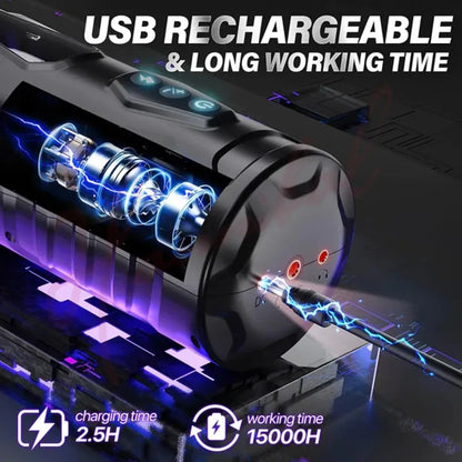 Masturbators Hannibal Automatic Male Masturbator 7 Thrusting Rotating Modes Mastubator Cup Electric Pocket Pussy Sex Toy for Men