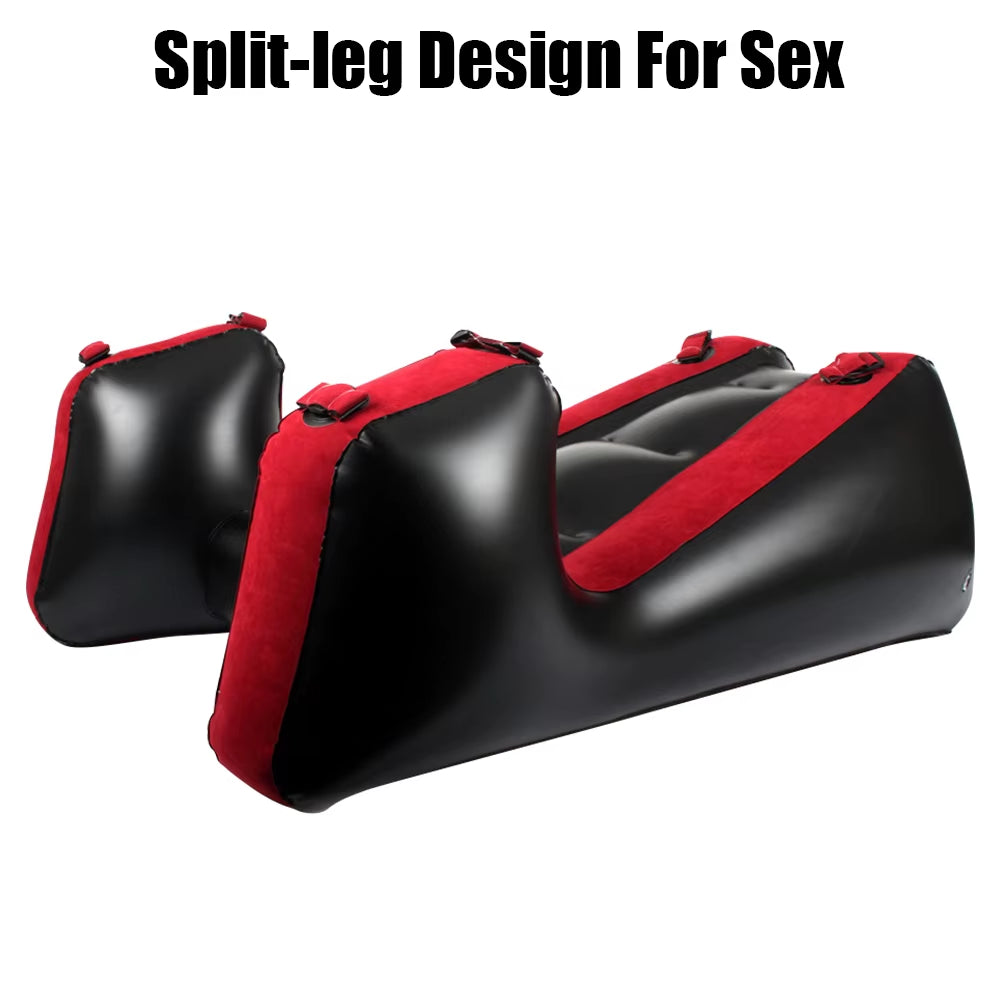 Adult Games Sex Furniture Aid with Straps Sex Tools for Couples Women Flocking PVC Sex Chair Bed Inflatable Split Leg Sofa Mat