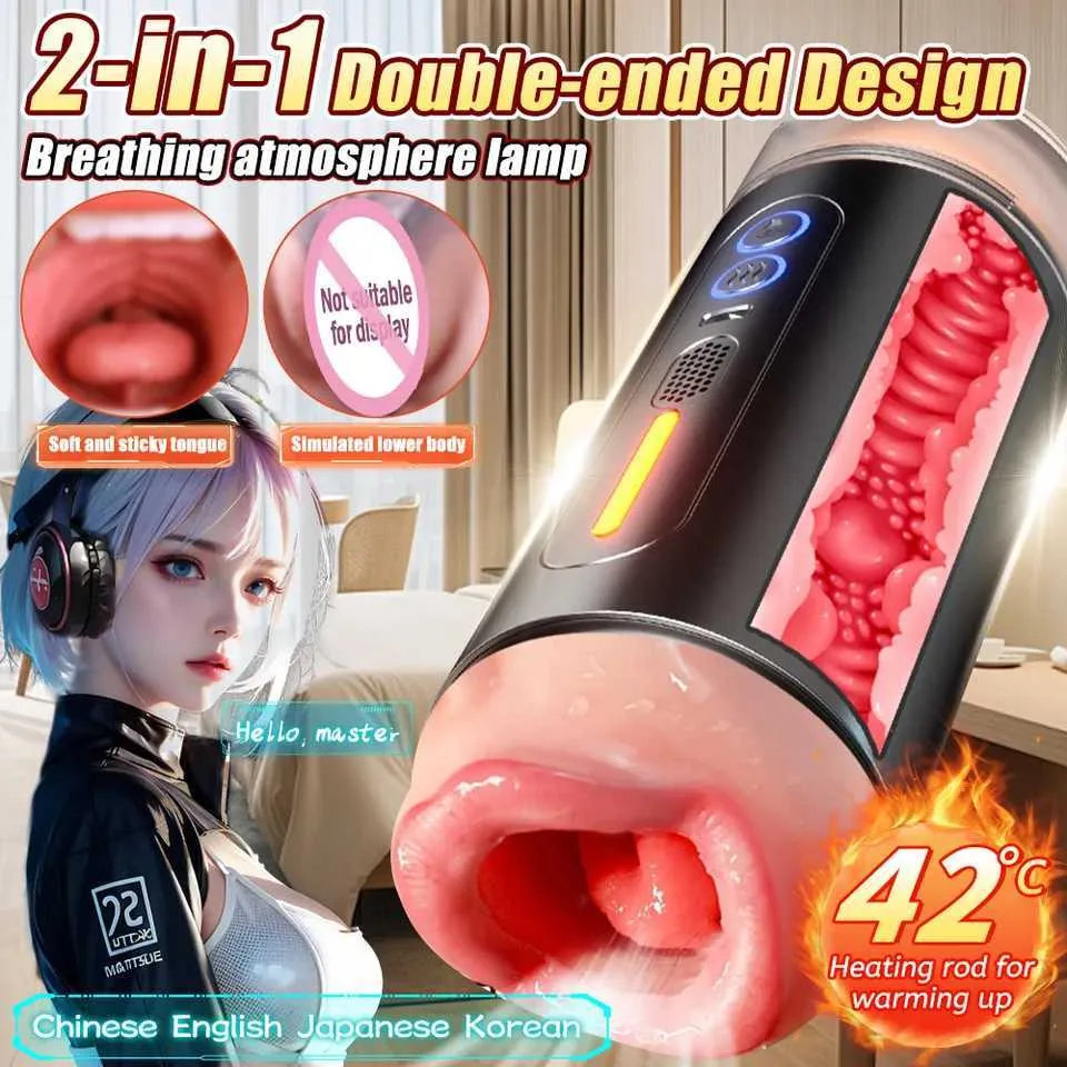 Automatic Male Masturbator Cup Adult Erotic Toys Pocket Pussy Intelligent Voice Blowjob Vaginal Penetration Sex Toys for Men