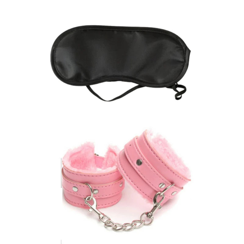 2Pcs PU Leather Sex Handcuffs with Eye Mask Sex Toys for Couples Adult Games Slave Bondage Restraints Erotic Accessories