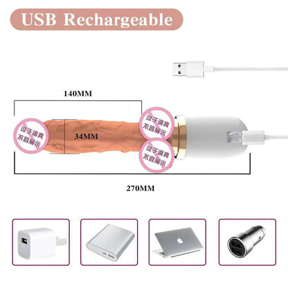 OEM Remote Control Vibration Large Size Heated Adult Sex Toy Automatic Telescopic Dildo Vibrator