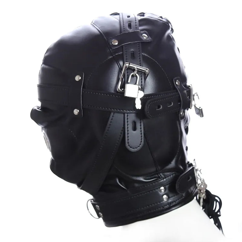 2026 New Latex Leather Headgear Mask Hood Blindfold Role Play Erotic Costumes Full Cover Bondage Head Harness Sex Toys Free Shipping
