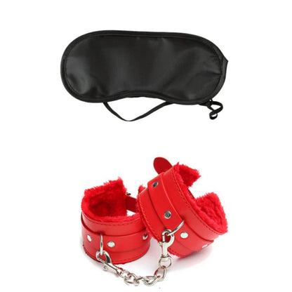 2Pcs PU Leather Sex Handcuffs with Eye Mask Sex Toys for Couples Adult Games Slave Bondage Restraints Erotic Accessories