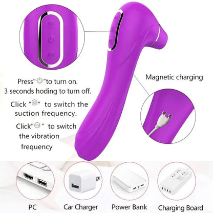 Sex Stimulating Massage 10-Frequency Vibrator and 10-Suction Stimulator Massager