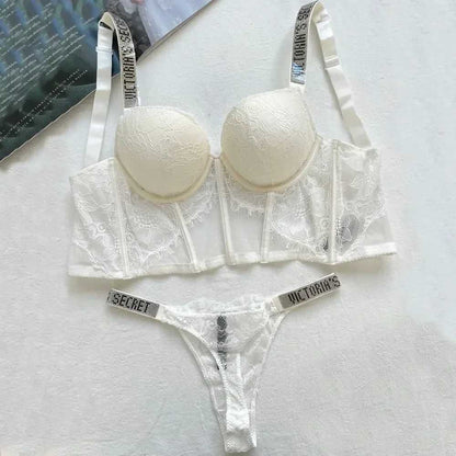 Designer Victoriasecret Lingerie Sets Lace Bra and Panty Set Sexy Rhinestone Push up Short Comfortable Women S Underwear C0E