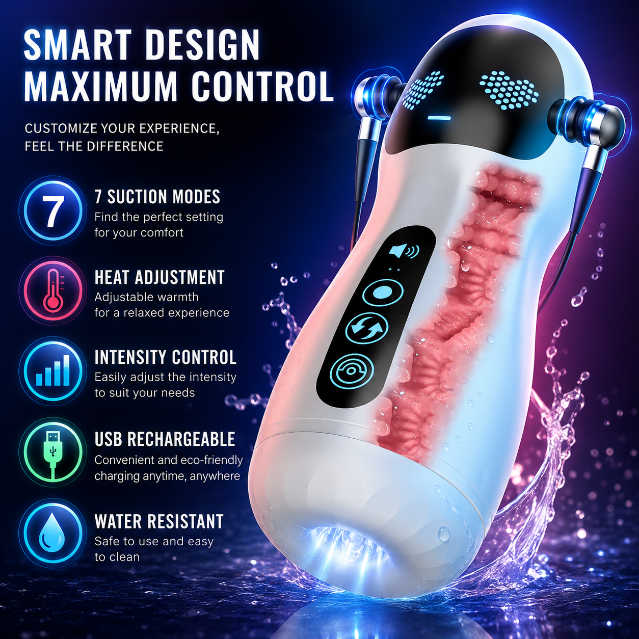 Strong Suction & Heat Control Realistic Pleasure for Men