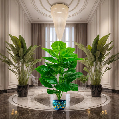 One Pcs 100cm Lifelike Artificial Palm Tree with 18 Leaves - Vibrant Green Faux Plant for Home Spring Decor Weddings Gardens