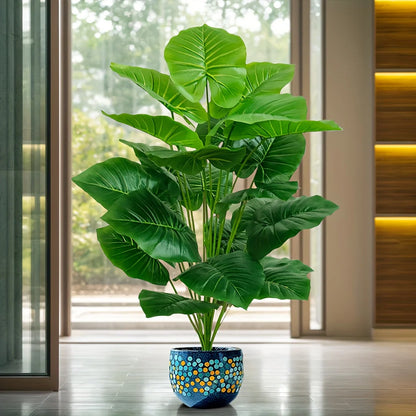 One Pcs 100cm Lifelike Artificial Palm Tree with 18 Leaves - Vibrant Green Faux Plant for Home Spring Decor Weddings Gardens