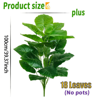 One Pcs 100cm Lifelike Artificial Palm Tree with 18 Leaves - Vibrant Green Faux Plant for Home Spring Decor Weddings Gardens