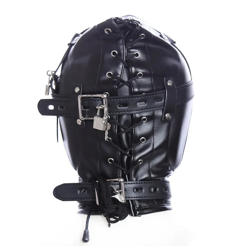 2026 New Latex Leather Headgear Mask Hood Blindfold Role Play Erotic Costumes Full Cover Bondage Head Harness Sex Toys Free Shipping