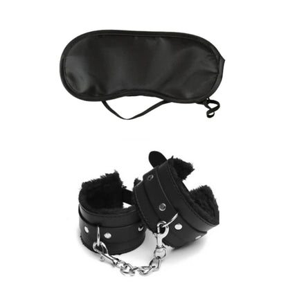 2Pcs PU Leather Sex Handcuffs with Eye Mask Sex Toys for Couples Adult Games Slave Bondage Restraints Erotic Accessories