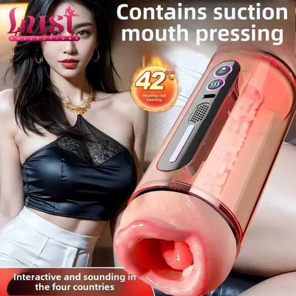 Male Masturbator Toys Automatic Sucking Masturbation Cup for Men Deep Throat Oral Vagina Suction Blowjob Vibrating Sex Machine
