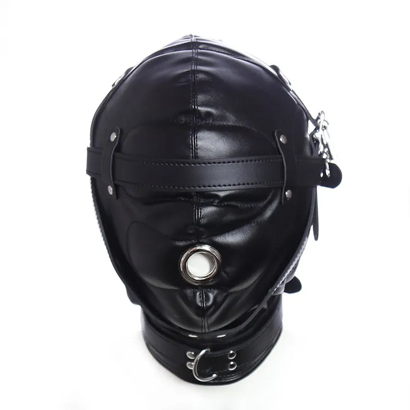 2026 New Latex Leather Headgear Mask Hood Blindfold Role Play Erotic Costumes Full Cover Bondage Head Harness Sex Toys Free Shipping