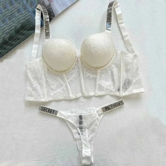 Designer Victoriasecret Lingerie Sets Lace Bra and Panty Set Sexy Rhinestone Push up Short Comfortable Women S Underwear C0E