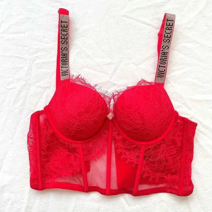 Designer Victoriasecret Lingerie Sets Lace Bra and Panty Set Sexy Rhinestone Push up Short Comfortable Women S Underwear C0E