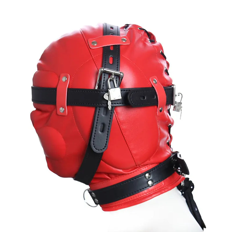 2026 New Latex Leather Headgear Mask Hood Blindfold Role Play Erotic Costumes Full Cover Bondage Head Harness Sex Toys Free Shipping