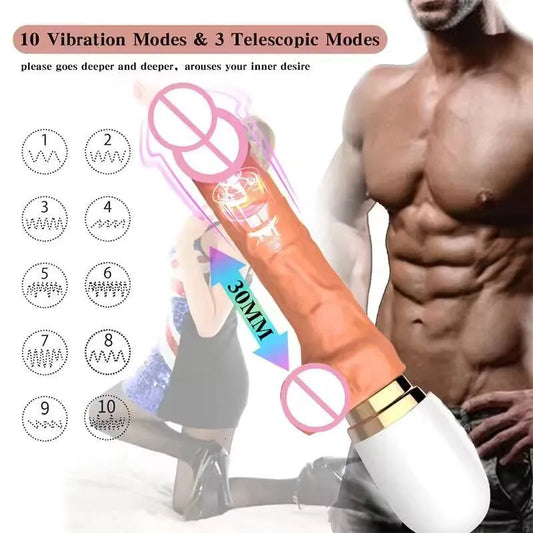 OEM Remote Control Vibration Large Size Heated Adult Sex Toy Automatic Telescopic Dildo Vibrator