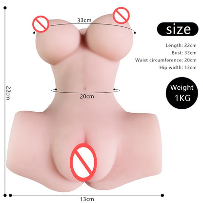Realistic Vagina Big Buttocks Pussy Male Masturbator Elastic Material Silicone Half Body Double Canal Sex Doll Erotic Sexy Toys