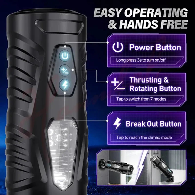 Masturbators Hannibal Automatic Male Masturbator 7 Thrusting Rotating Modes Mastubator Cup Electric Pocket Pussy Sex Toy for Men