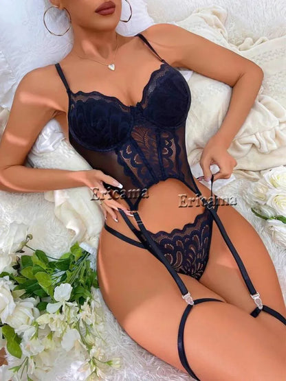Bras Sets Underwear Sexy Lingerie Set for Women Lace Thong Bodydoll Sleepwear Bandage Bra Lingeries Woman Outfit