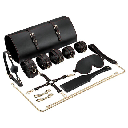 Erotic Tied Bondage Kits Sex Slave Restraint Set Ankle Cuffs Handcuff Collar Gag Whip Blindfold Adult Sex Toys for Women