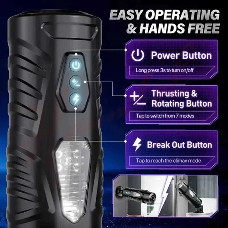 Hannibal Automatic Male Masturbator 7 Thrusting Rotating Modes Masturbator Cup Electric Pocket Pussy for Penis for Men