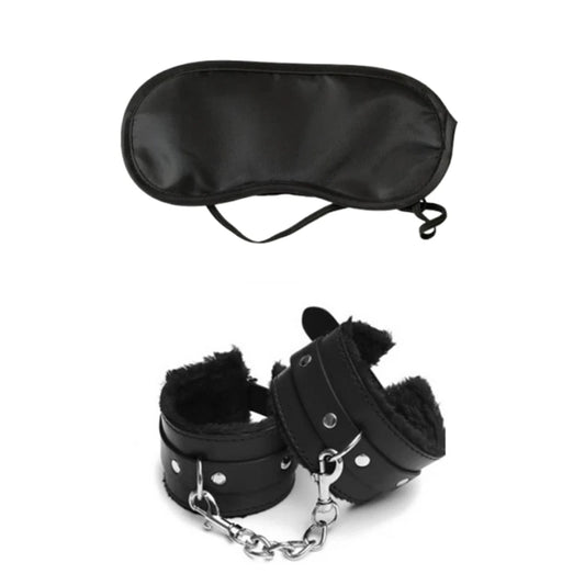 2Pcs PU Leather Sex Handcuffs with Eye Mask Sex Toys for Couples Adult Games Slave Bondage Restraints Erotic Accessories