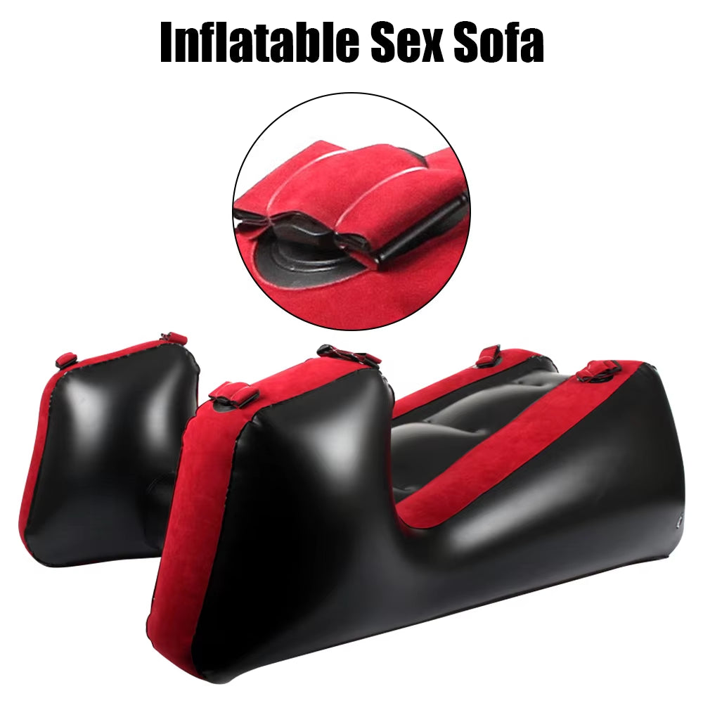 Adult Games Sex Furniture Aid with Straps Sex Tools for Couples Women Flocking PVC Sex Chair Bed Inflatable Split Leg Sofa Mat
