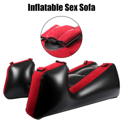 Adult Games Sex Furniture Aid with Straps Sex Tools for Couples Women Flocking PVC Sex Chair Bed Inflatable Split Leg Sofa Mat